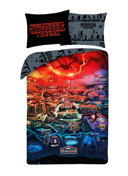 Stranger Things Hawkins Bettbezug 140 x 200 + 70 x 90 cm Polyester