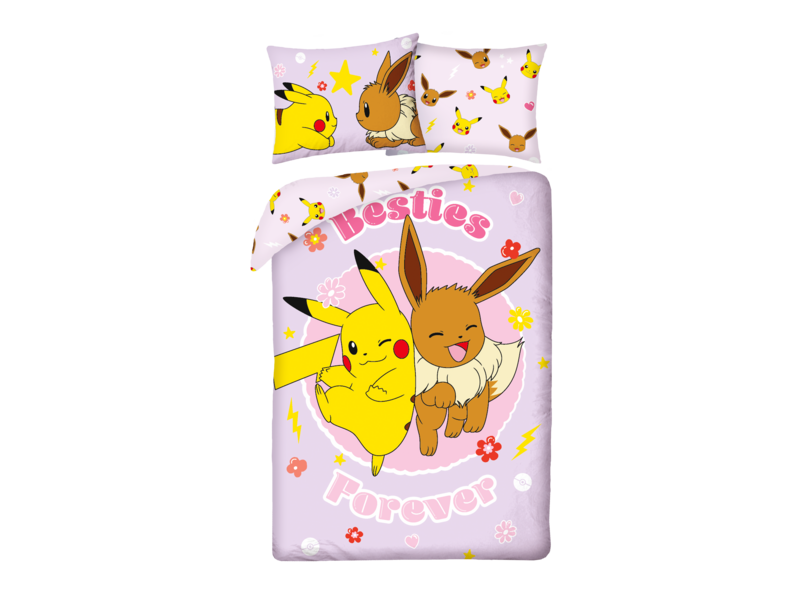 Pokémon Besties Duvet Cover - 140 x 200 + 70 x 90 cm - Polyester