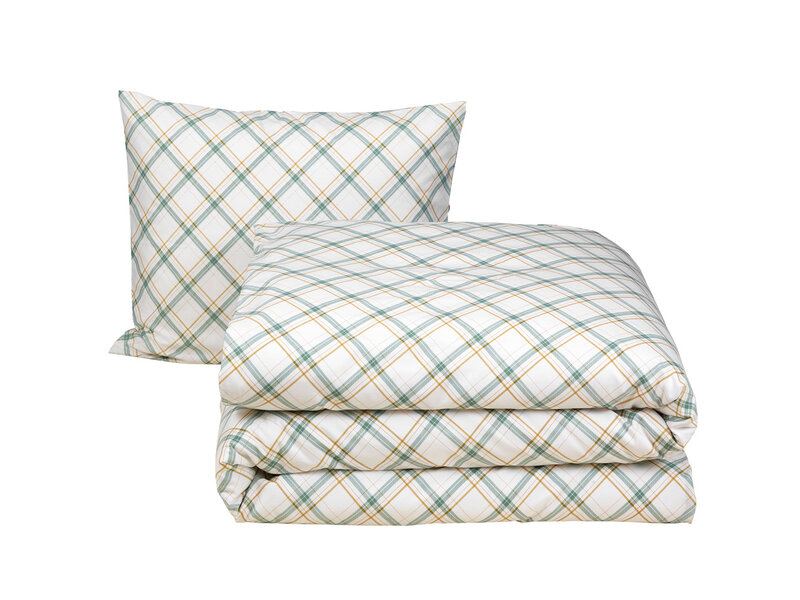 Moodit Housse de couette Odil Dustin Amazon Green - 140 x 200/220 + 60 x 70 cm - Multicolore - Coton