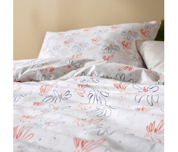 Moodit Housse de couette Odil Dandelion Orange Bleu 140 x 200/220 cm Coton