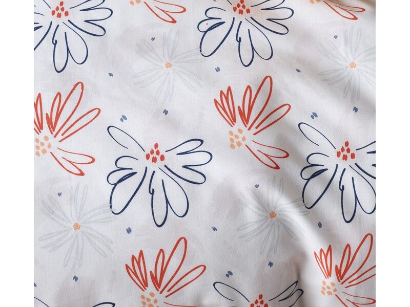 Moodit Odil Dandelion Orange Blue Duvet Cover - 260 x 240 + 2x 60 x 70 cm - White - Cotton