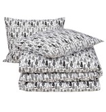 Moodit Housse de couette Odil Chat Chat Noir - 200 x 200/220 cm + 2 x 60 x 70 cm - Blanche - Coton