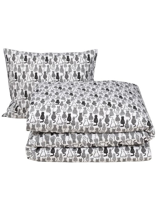 Moodit Housse de couette Odil Chat Chat Noir 140 x 200/220 cm Coton