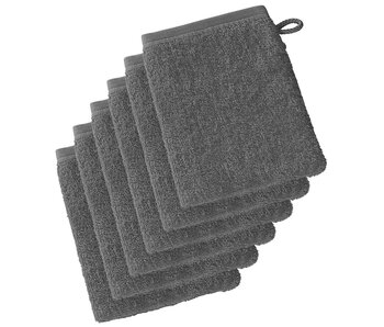De Witte Lietaer Imagine Anthrazitfarbene Waschlappen, 6er-Set, 16,5 x 22 cm, Baumwolle