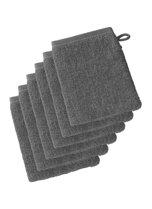 De Witte Lietaer Lot de 6 gants de toilette Imagine Anthracite, 16,5 x 22 cm, 100 % coton