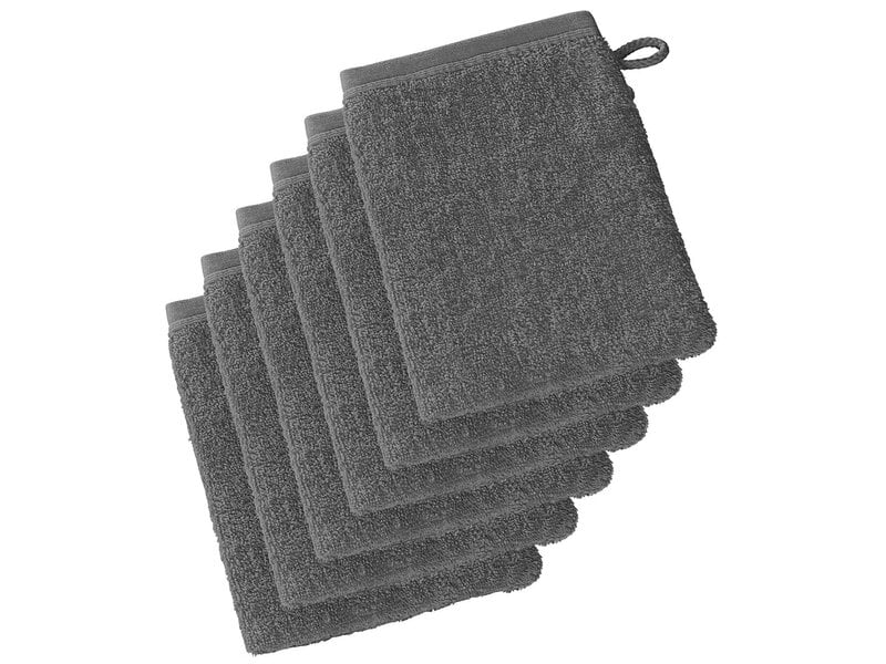 De Witte Lietaer Washandjes Imagine Anthracite - 16.5 x 22 cm - 6 stuks - Zwart - Katoen