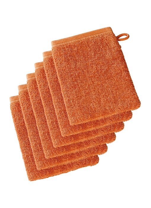 De Witte Lietaer Lot de 6 gants de toilette Imagine Dusty Orange, 16,5 x 22 cm, en coton