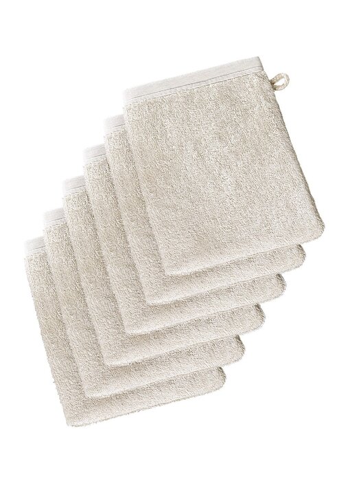 De Witte Lietaer Imagine Birch beige Waschlappen-Set, 6er-Set, 16,5 x 22 cm, Baumwolle