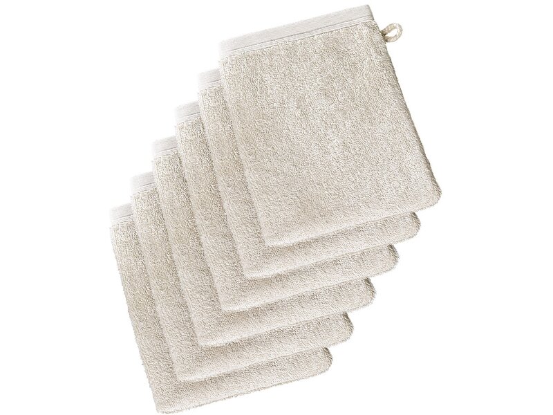 De Witte Lietaer Imagine Birch Beige Washcloths - 16.5 x 22 cm - Pack of 6 - Beige - Cotton