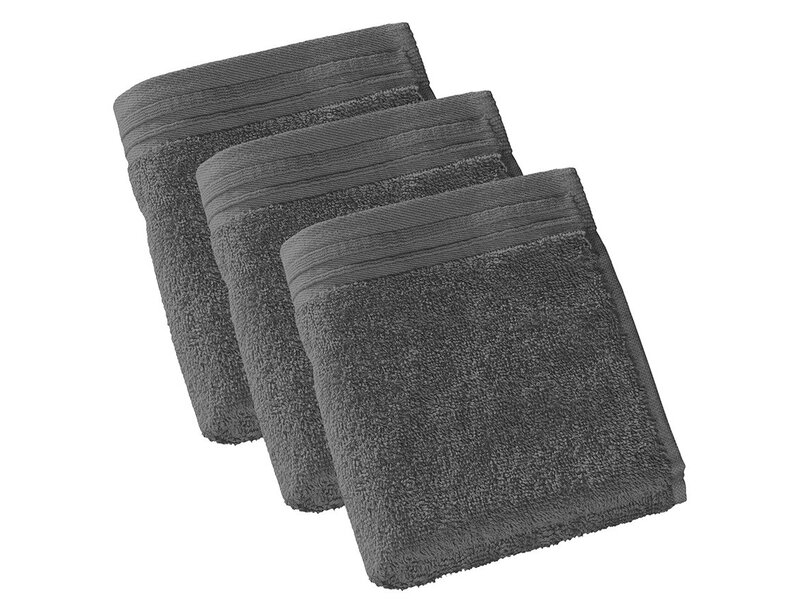 De Witte Lietaer Imagine Anthracite guest towels - set of 3 - 30 x 50 cm - Black - Cotton