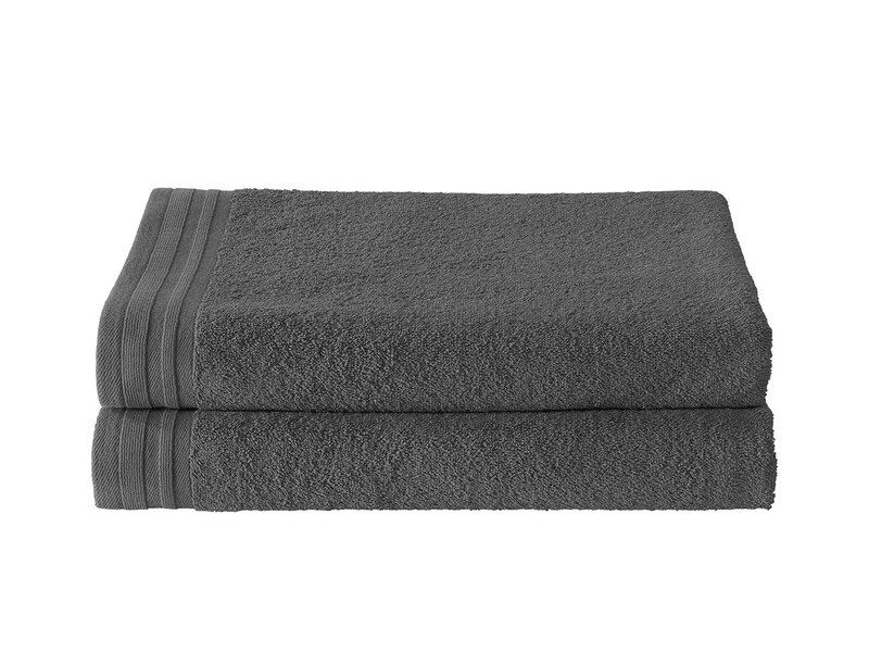 De Witte Lietaer Serviette de bain Imagine Anthracite - 70 x 140 cm - Lot de 2 - Noir - Coton