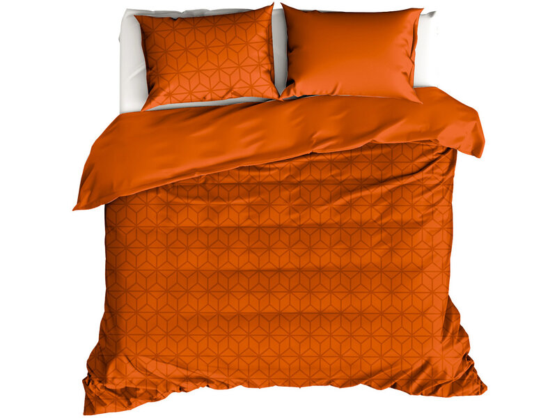 De Witte Lietaer Housse de couette Skyscraper Gold Flame - 260 x 240 cm - Orange - Satin de coton