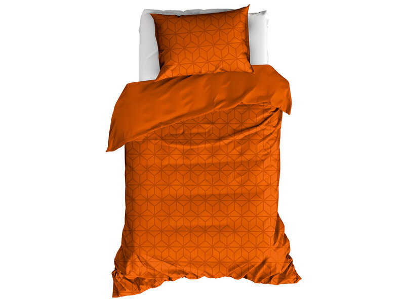 De Witte Lietaer Housse de couette Skyscraper Gold Flame - 140 x 200/220 cm - Orange - Satin de coton
