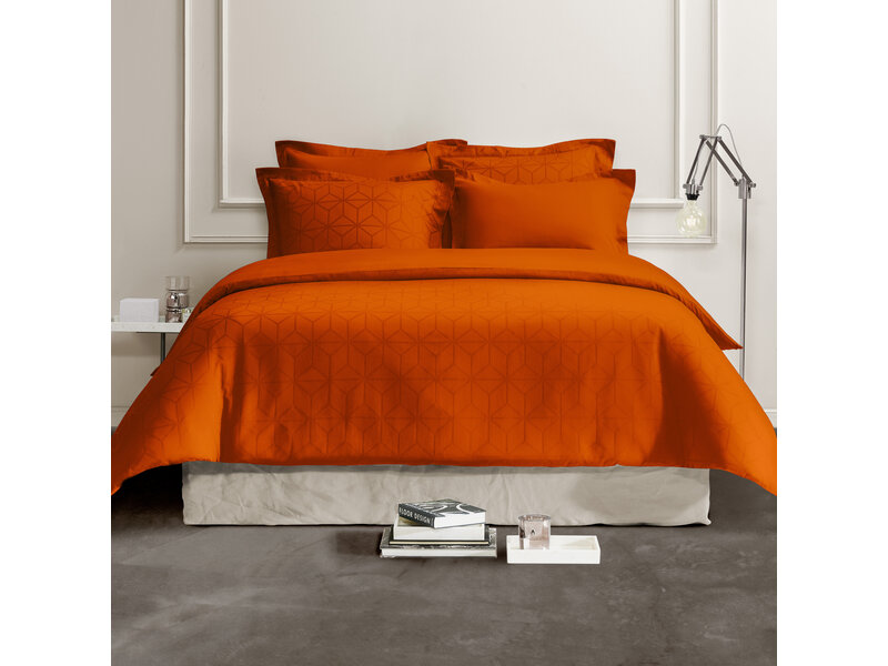 De Witte Lietaer Bettwäsche-Set „Wolkenkratzer Goldflamme“ – 140 x 200/220 cm – Orange – Baumwollsatin