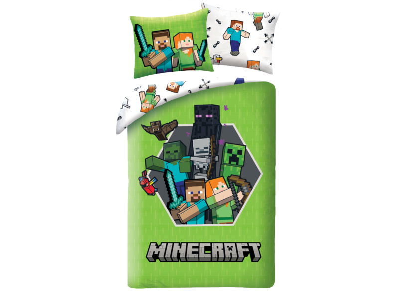 Minecraft Friends-Bettbezug – 140 x 200 + 70 x 90 cm – Polyester