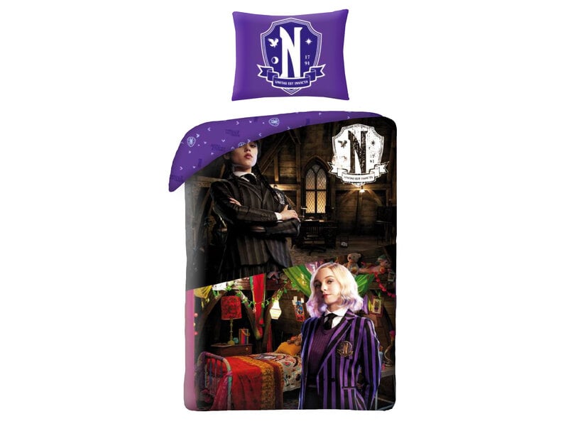 Wednesday Nevermore Bettbezug – 140 x 200 + 70 x 90 cm – Polyester
