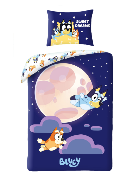 Bluey Housse de couette Moon 140 x 200 + 70 x 90 cm Coton