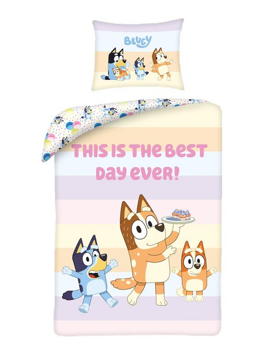 Bluey Housse de couette Best Day 140 x 200 + 70 x 90 cm Coton