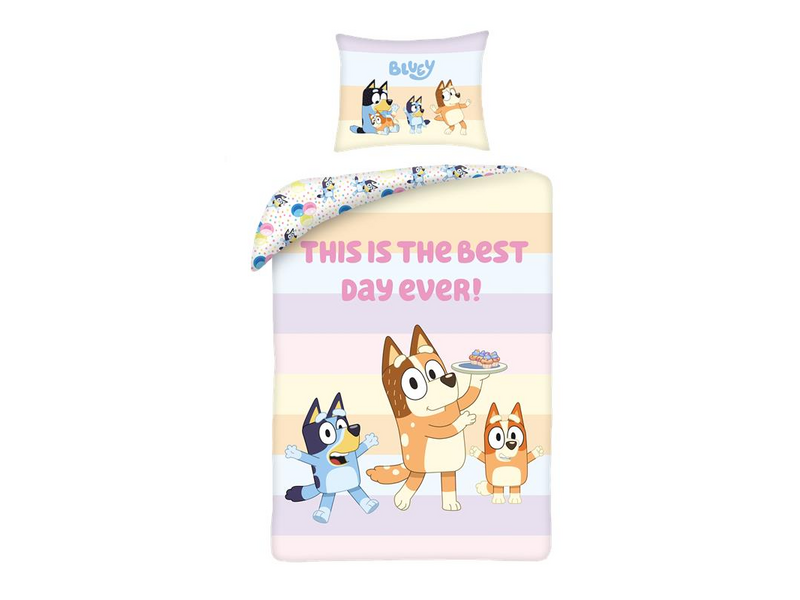 Bluey Best Day Bettbezug – 140 x 200 cm + 70 x 90 cm – Baumwolle