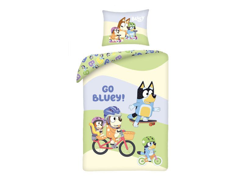 Bluey Dekbedovertrek Go Bluey - 140 x 200 cm + 70 x 90 cm - Katoen