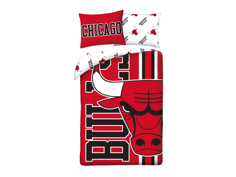 NBA Bulls Duvet Cover - Single - 140 x 200 + 70 x 90 cm - Polyester