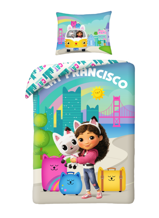 Gabby's poppenhuis dekbedovertrek San Francisco - 140 x 200 cm - 70 x 90 cm - Polyester
