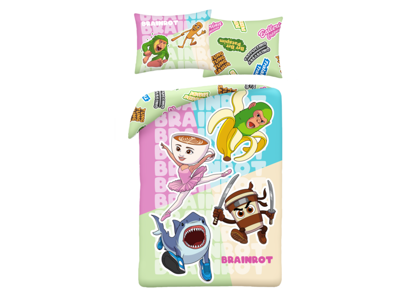 Brainrot Brainrot dekbedovertrek - 140 x 200 cm - 70 x 90 cm - Polyester