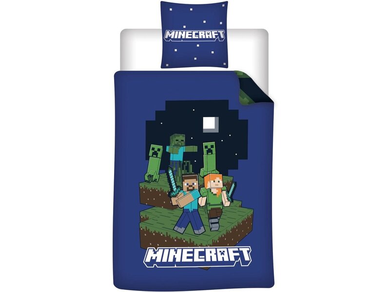Minecraft Housse de couette Fight - 140 x 200 cm - 65 x 65 cm - Polycoton