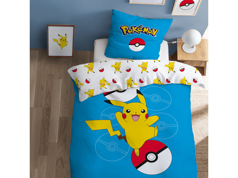 Pokémon Housse de couette Pokéball - 140 x 200 + 63 x 63 cm - Coton