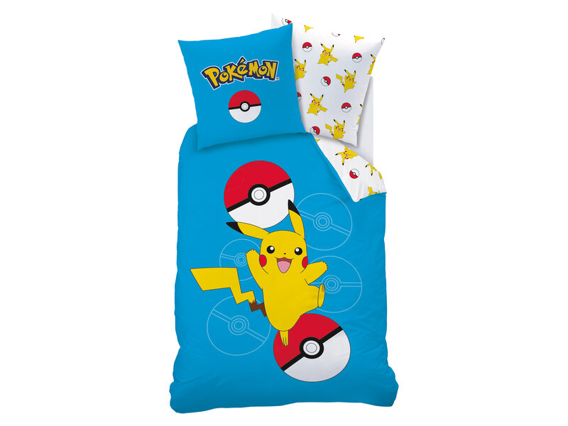 Pokémon Housse de couette Pokéball - 140 x 200 + 63 x 63 cm - Coton