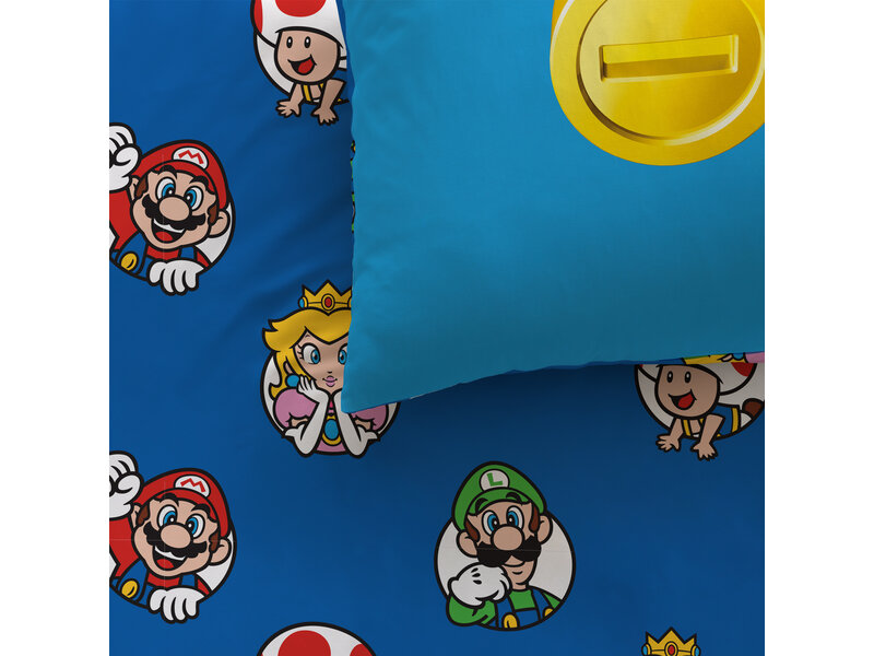 Super Mario Housse de couette Friends - 140 x 200 + 63 x 63 cm - Coton