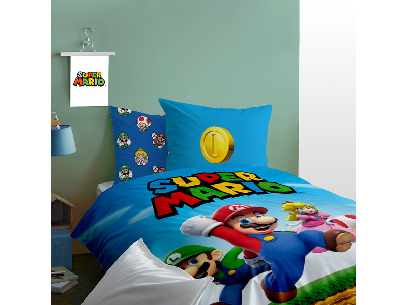 Super Mario Dekbedovertrek Friends - 140 x 200 + 63 x 63 cm - Katoen
