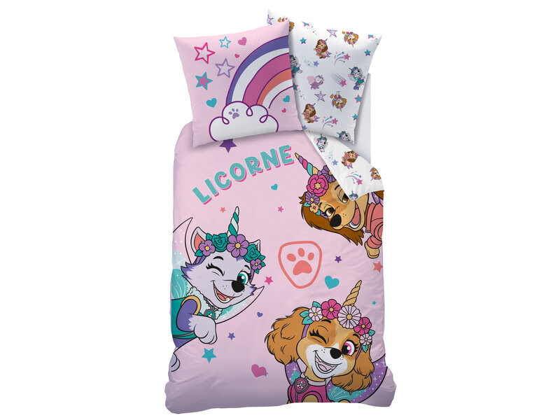 PAW Patrol Einhorn-Bettbezug – 140 x 200 + 63 x 63 cm – Baumwolle