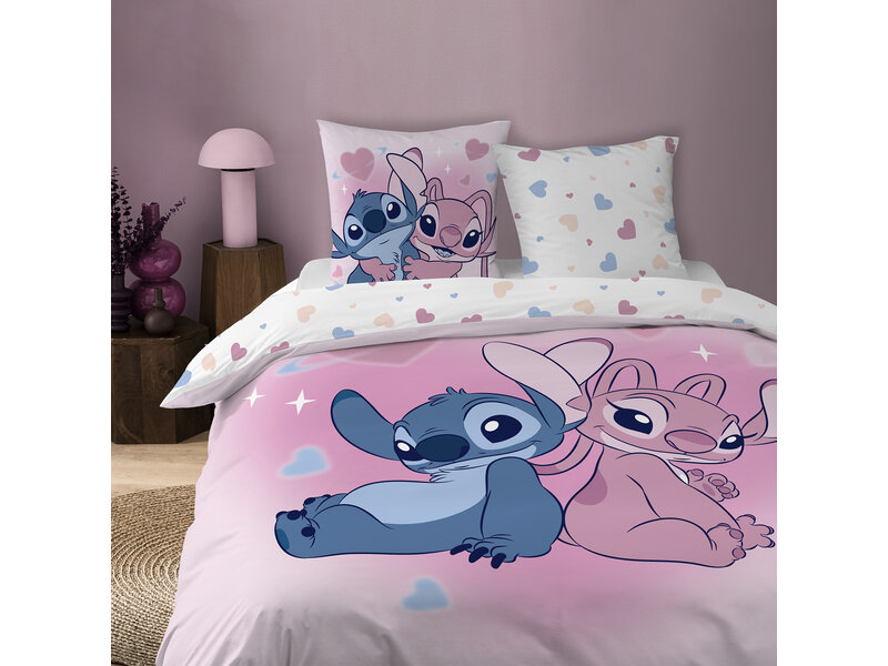 Disney Lilo & Stitch Dekbedovertrek Bisous 240 x 220 cm + 2 x 63 x 63 cm - Katoen