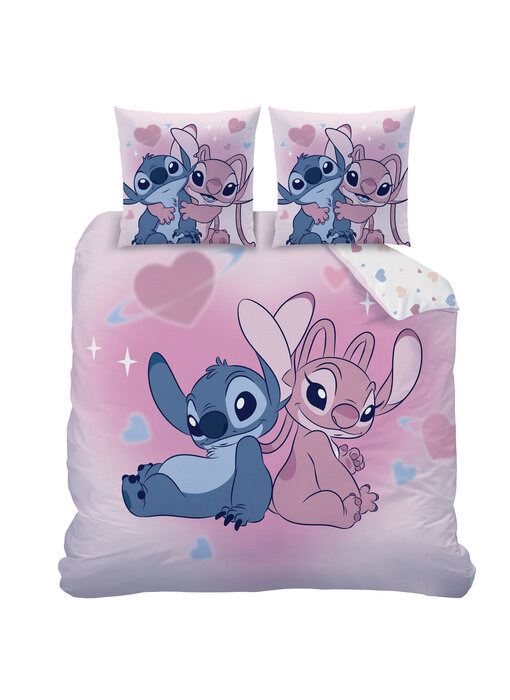Disney Lilo & Stitch Housse de couette Bisous 240 x 220 cm + 2 x 63 x 63 cm - Coton