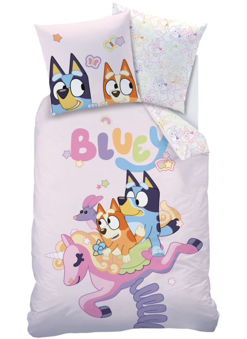 Bluey Housse de couette colorée 140 x 200 + 63 x 63 cm en coton