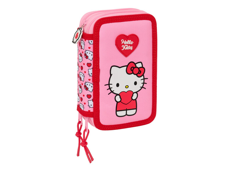 Hello Kitty Trousse à crayons « Love » remplie de 37 pièces - 19,5 x 12,5 x 5,5 cm - Polyester