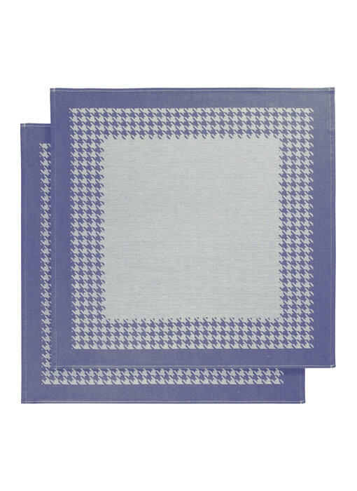 De Witte Lietaer Torchon Pied de Poule Bleu 2 pièces 65 x 65 cm