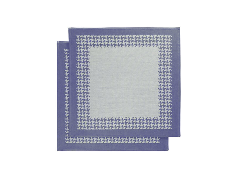 De Witte Lietaer Geschirrtuch Pied de Poule, Blau - 2 Stück - 65 x 65 cm - Baumwolle