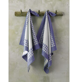 De Witte Lietaer Torchon Pied de Poule, Bleu - 2 pièces - 65 x 65 cm - Coton