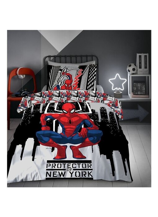 SpiderMan Housse de couette Protector 140 x 200 + 65 x 65 cm en polycoton