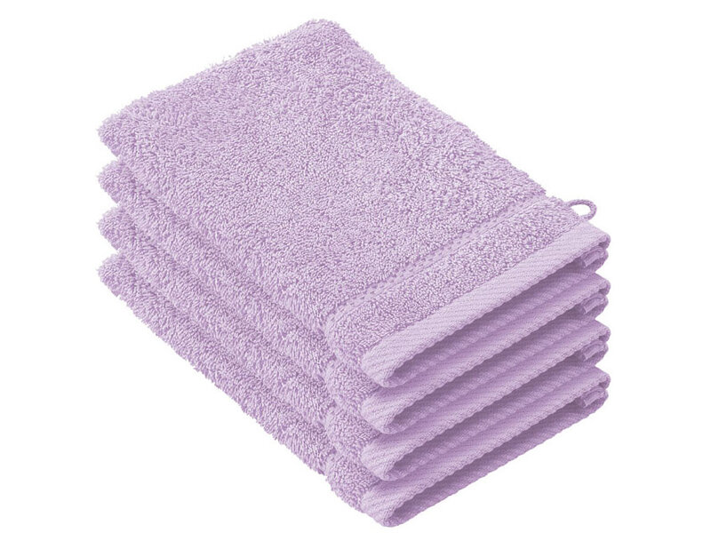 De Witte Lietaer Washandjes Stephanie - Lila - 15 x 21 cm - set 4 stuks - Katoen