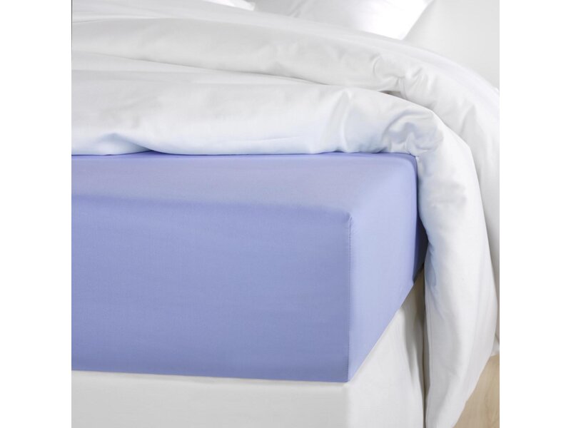 De Witte Lietaer Spannbettlaken „Olivia“ in Himmelblau – 90 x 200/220 x 30 cm (Höhe) – Baumwollsatin