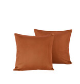 De Witte Lietaer Ensemble de 2 taies d'oreiller Olivia Caramel - 40 x 40 cm - Marron - Satin de coton