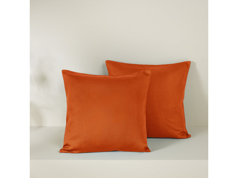 De Witte Lietaer Ensemble de 2 taies d'oreiller Olivia Rooibos - 40 x 40 cm - Orange - Satin de coton
