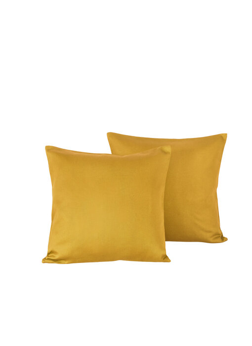 De Witte Lietaer Lot de 2 taies d'oreiller Olivia jaune doré 40 x 40 cm en satin de coton