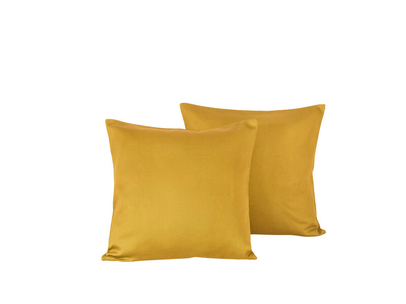 De Witte Lietaer Lot de 2 taies d'oreiller Olivia jaune doré - 40 x 40 cm - Jaune - Satin de coton