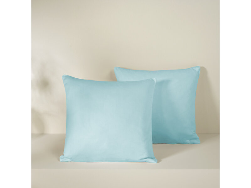 De Witte Lietaer Ensemble de 2 taies d'oreiller Olivia Sea Angel - 40 x 40 cm - Bleu - Satin de coton