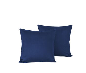 De Witte Lietaer Kissenbezug-Set Olivia Blau Indigo 40 x 40 cm 2-teilig Baumwollsatin