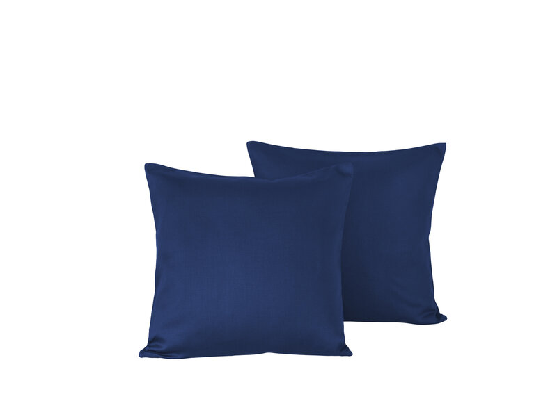 De Witte Lietaer Ensemble de 2 taies d'oreiller Olivia bleu indigo - 40 x 40 cm - Bleu - Satin de coton